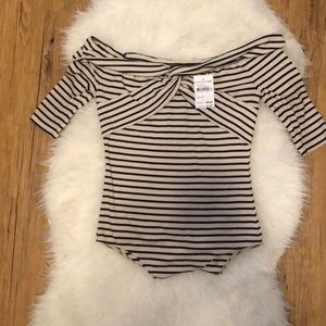 Soliate Striped Bodysuit